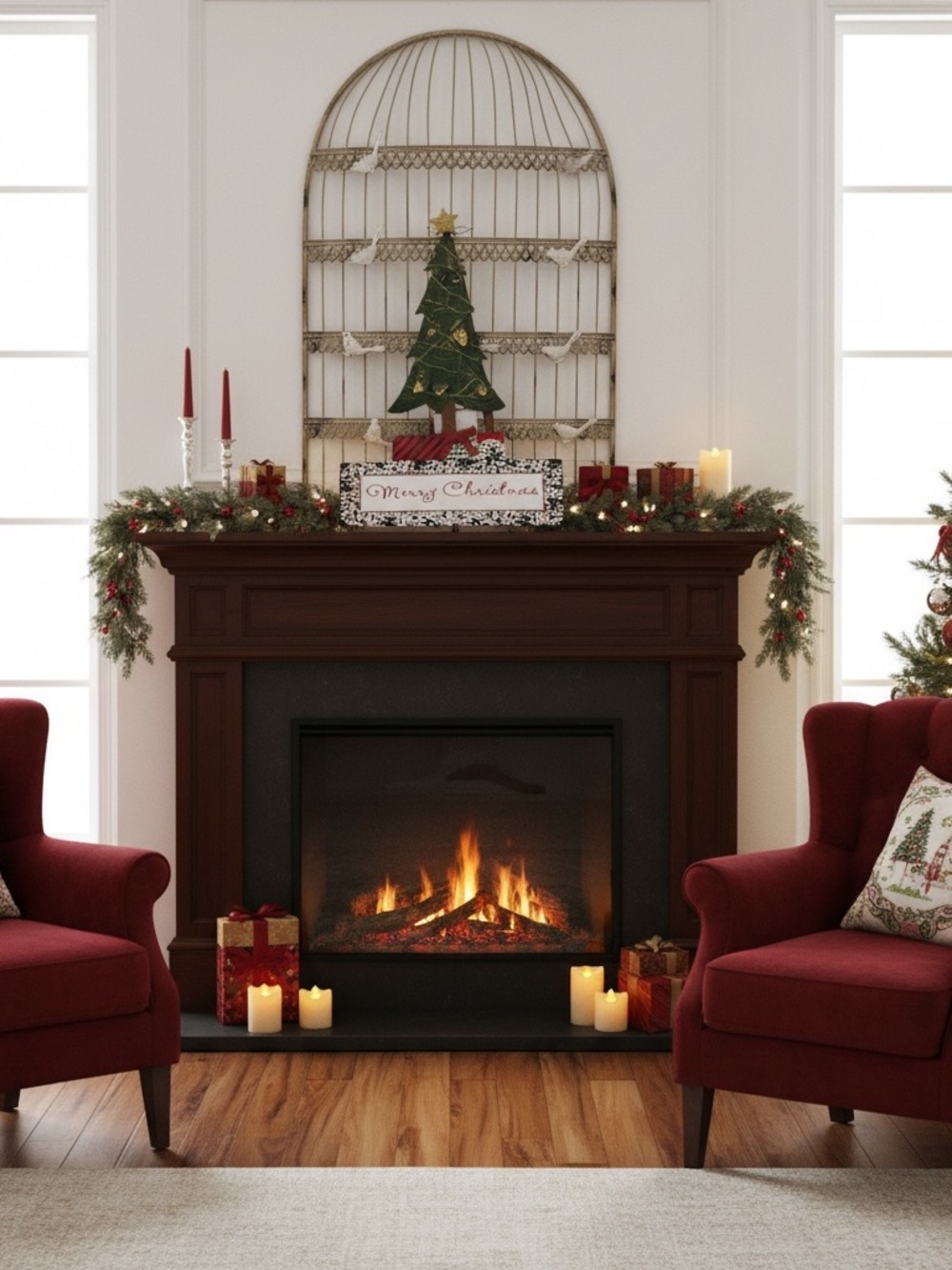 MorTime Metal Christmas Tree Garden stake with Led Lights.